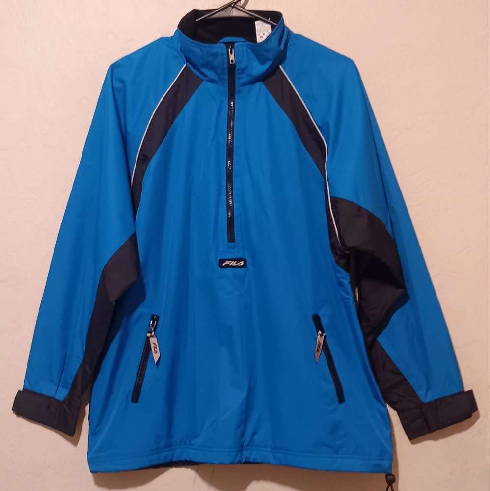 Fila Blue and‎ Black Windbreaker Jacket Polar Men SzM Lightweight  Pockets Y2k